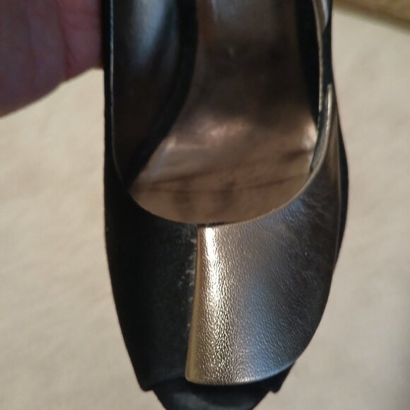 Black Suede and Gold Leather Alessandro B Heels EU 40/US10 - Picture 2 of 5